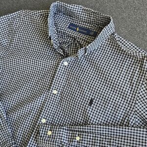 Ralph Lauren Shirt Men's Size Large  Black White Plaid Button Down Long Sleeves